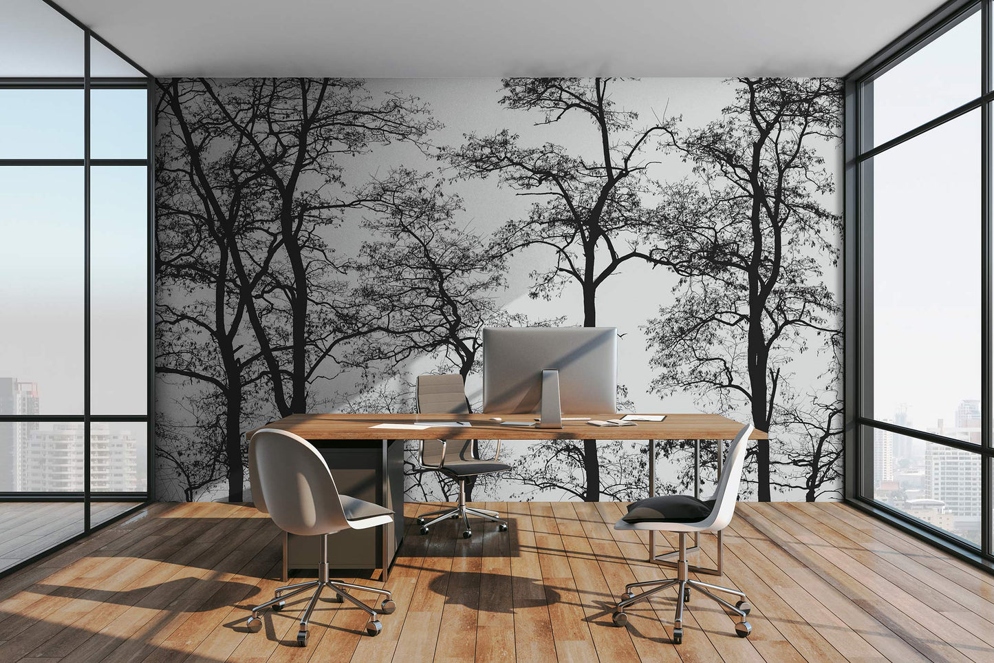Digitaldrucktapete Black & White Forest