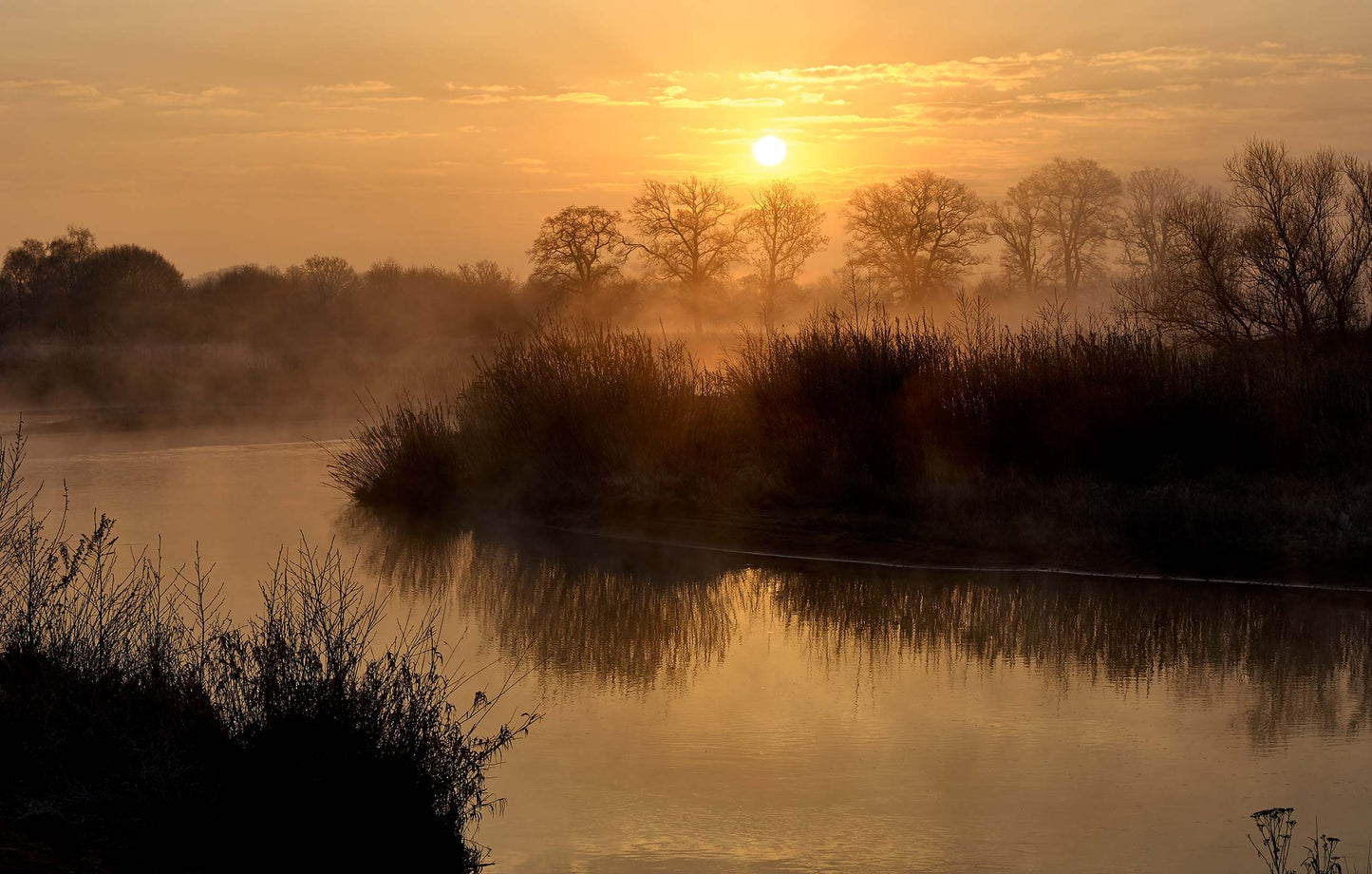 Sonnenaufgang am Fluss Fototapete 8 Bahnen Superwalls