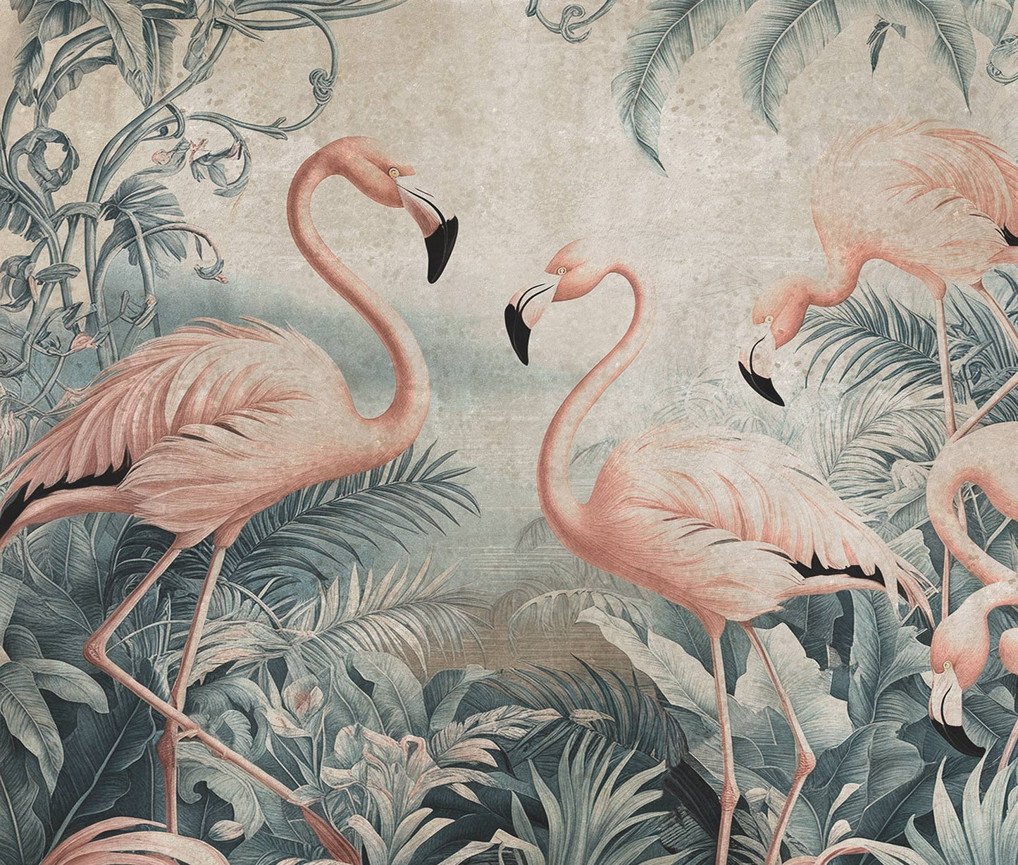 Digitaldrucktapete mit Flamingos