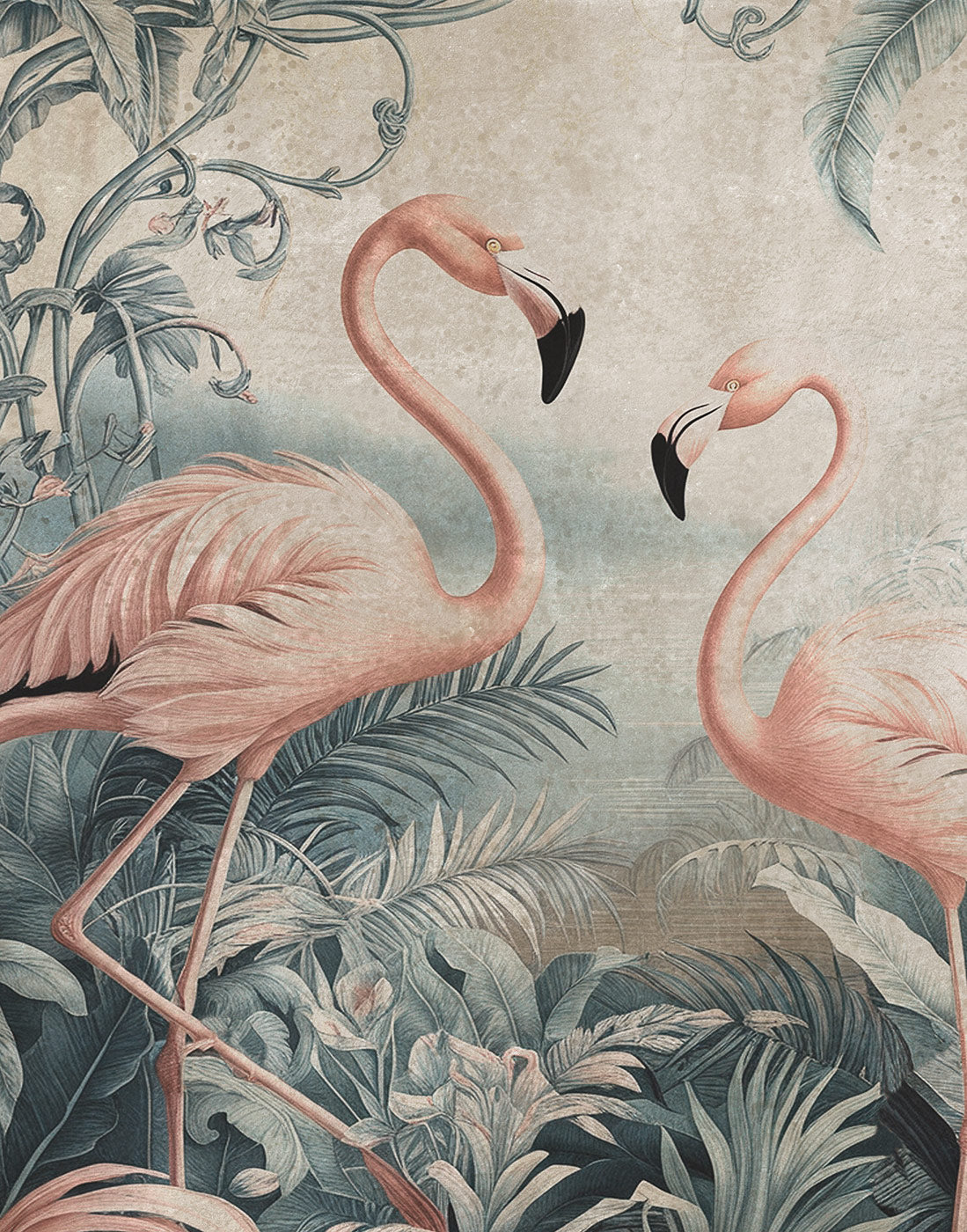 Digitaldrucktapete mit Flamingos
