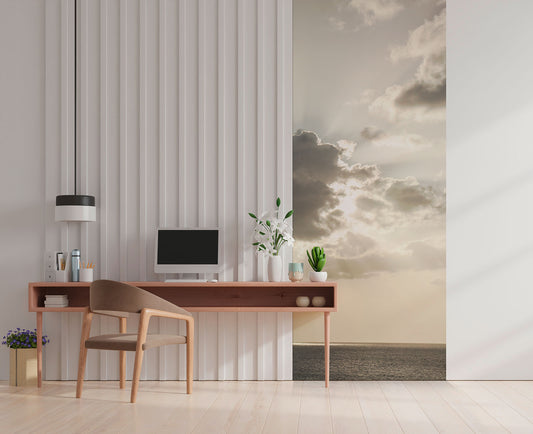 Wolken Fototapete im Raum mit Schreibtisch von Superwalls