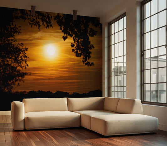 Fototapete  im Wohnzimmer von einer Vollmondlandschaft von Superwalls