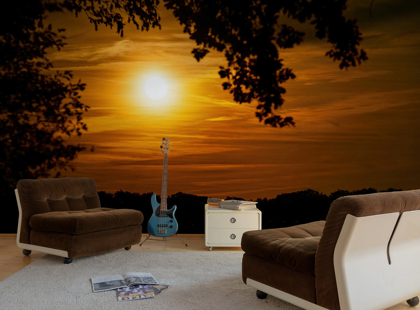 Fototapete im Musikzimmer von einer Vollmondlandschaft von Superwalls