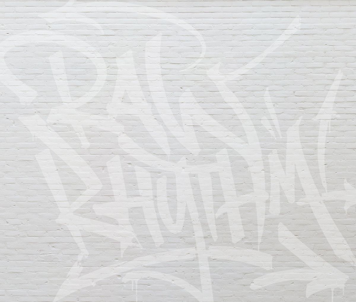 Weisse Klinkerwand Tapete mit Typo von Superwalls